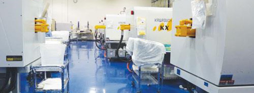 Star Die Molding cleanroom for medical plastic moulding with PFA Locking Core Pull Cylinders