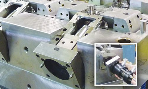 Mold slide preloading with hydraulic locking cylinder core pull system from PFA - Injection Moulding