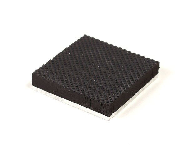 1.2” x 1.2” PFA Gripper Pad: Knurled 60 Durometer NBR Rubber Pad with  Aluminum Backplate