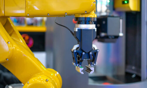 Gripper on industrial robot in automation machine