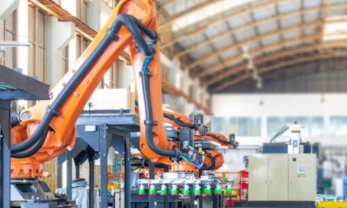 Industrial robot in smart warehouse system for manufacture factory